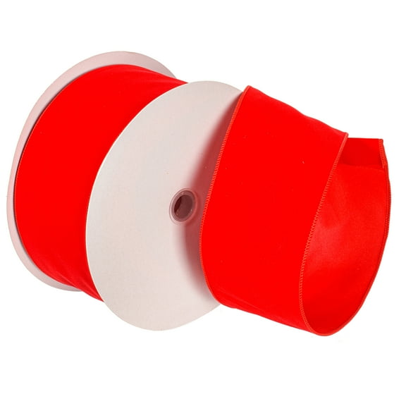 Vickerman 4" x 50 Yards Red Velvet Outdoor Wired Christmas Ribbon