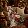 thumbnail image 3 of Vintage Rose Floral Botanical Illustration, Cozy Botanical Garden Scene, Warm Flannel Blanket for Sunroom and Reading Nook, Garden Lovers Thanksgiving Gift, Botanical Home Decor, 3 of 9
