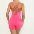 thumbnail image 6 of Spandex Bodysuit Romper for Women Shorts Workout Yoga Fitness Outfit Criss Cross Backless Sleeveless Jumpsuits (Large, Hot Pink), 6 of 6