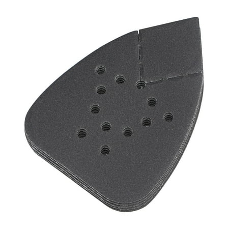 

5 Pack Detail Sander Sandpapers 320 Grits 12-Holes 5.3 x 3.7 Hook and Loop Wet Dry Sanding Pads Reversible Tip