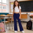 thumbnail image 6 of Girls School Uniform Pants Elastic Waist Front Zipper Flared Leg Navy Uniform Pants for Girls School Clothes Size 5-16 Years, 6 of 7