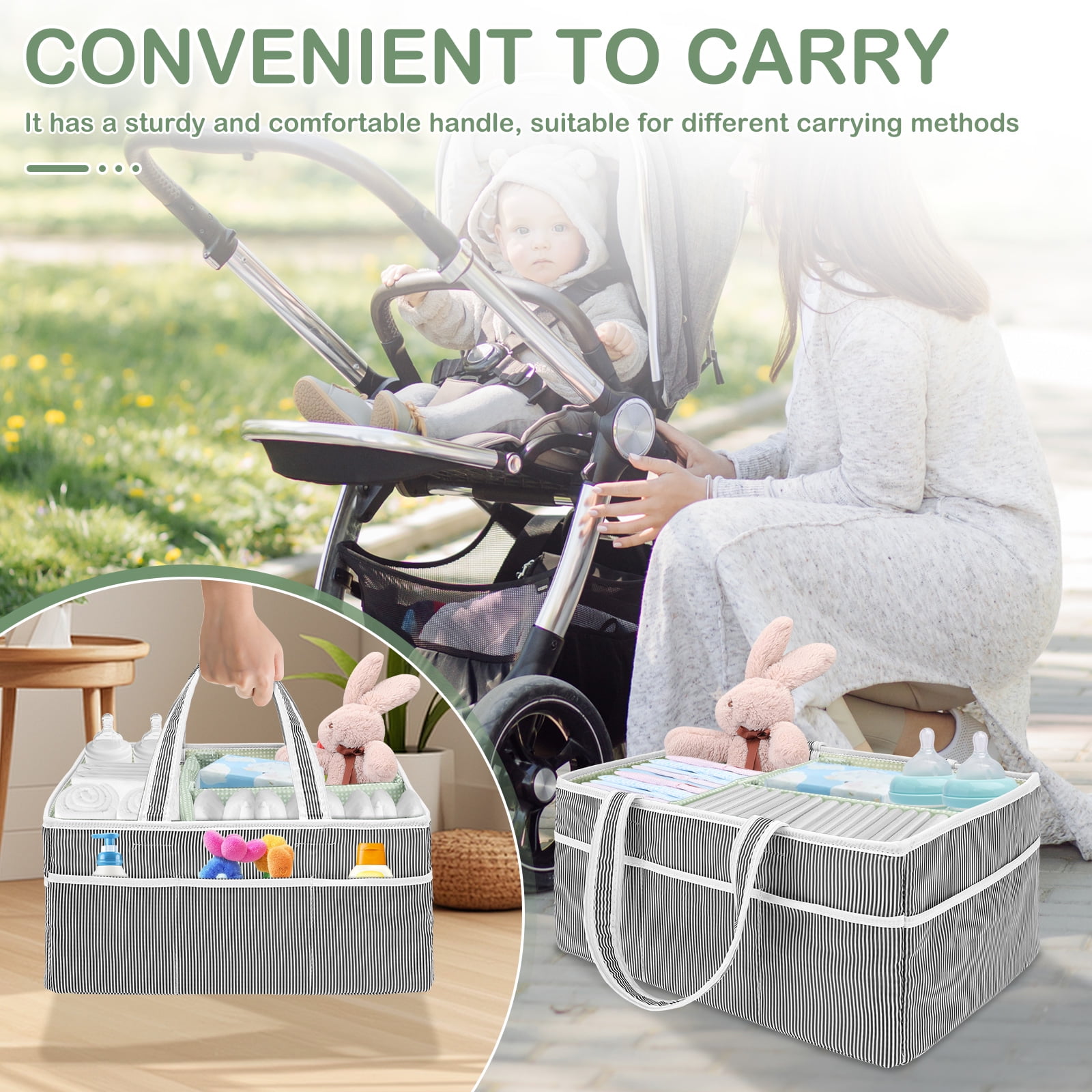 FKSZLL Baby Diaper Caddy Organizer Portable Nursery Storage Basket with Handle for Changing Table Newborn Essentials Baby Shower Presents and Registry Must Haves