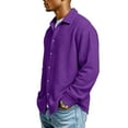 thumbnail image 3 of Resicozy Men's Waffle Button Down Shirts Fashion Casual Long Sleeve Jacket Lightweight Solid Color Shirt 2026 Purple M, 3 of 6