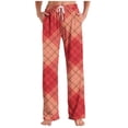 thumbnail image 2 of RKSTN Pajama Pants Men Plaid Print Plus Size Elastic Drawstring Waist Color Block Relaxed Wide Leg Long Pants with Pockets Unisex, 2 of 6