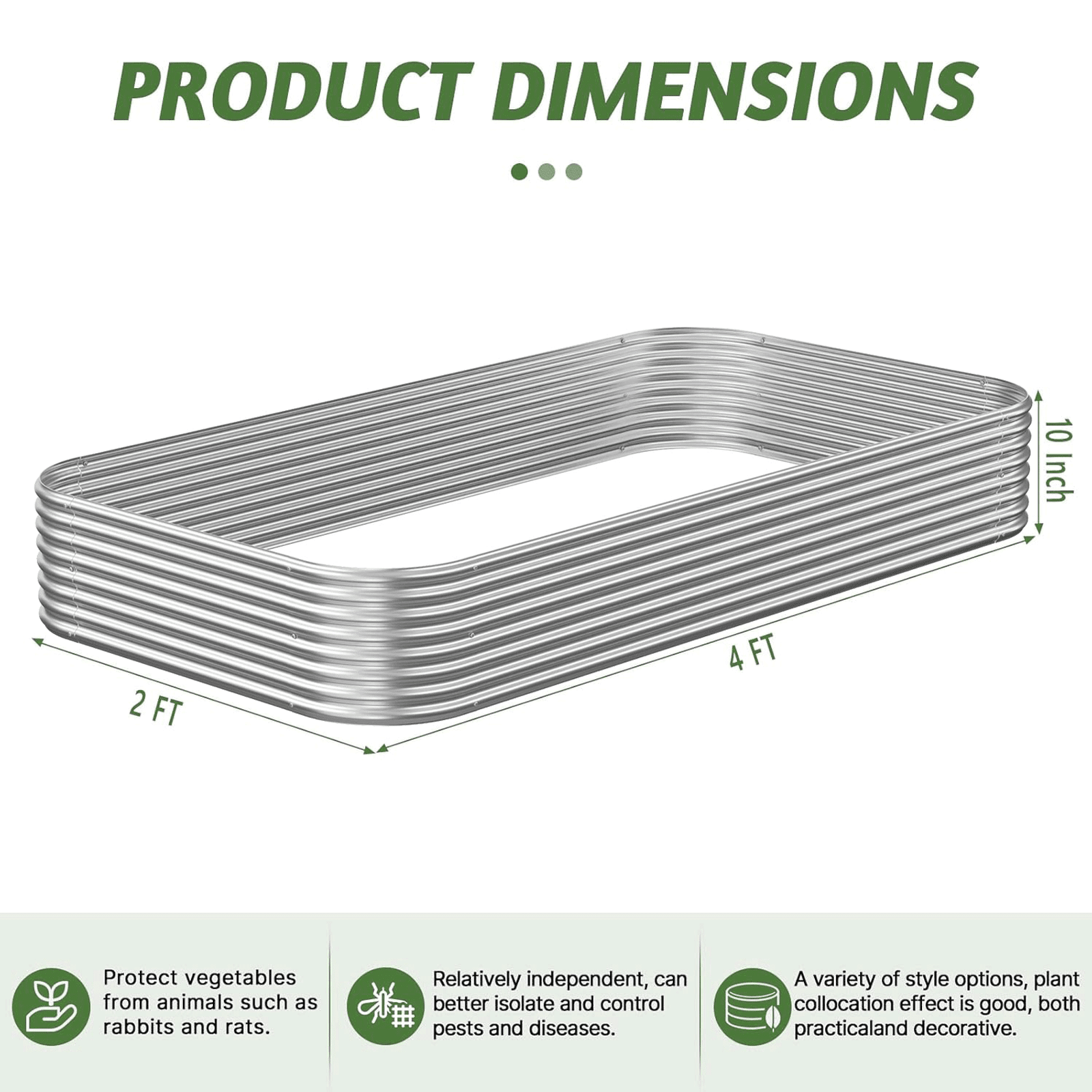 CATMANOR 3 Pack 4x2FT Corrugated Galvanized Steel Raised Garden Bed Outdoor, Metal Above Ground Garden Bed for Vegetables and Flowers, Raised Beds for Gardening