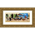 thumbnail image 1 of West, Ronald 32x14 Gold Ornate Wood Framed with Double Matting Museum Art Print Titled - Monday Morning at Cafe da Vinci, 1 of 4