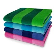 Maya Island-Extra Soft Beach Towel 30 x 60 inch two color Cabana Stripe Hotel Pool Resort and Gift Absorbent 100% Cotton Two tone Blue-Two, two tone Green -Two tone Pink, Two tone turquoise 4 Pack