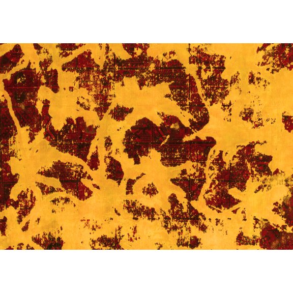 Ahgly Company Machine Washable Indoor Rectangle Abstract Yellow Modern Area Rugs, 5' x 7'