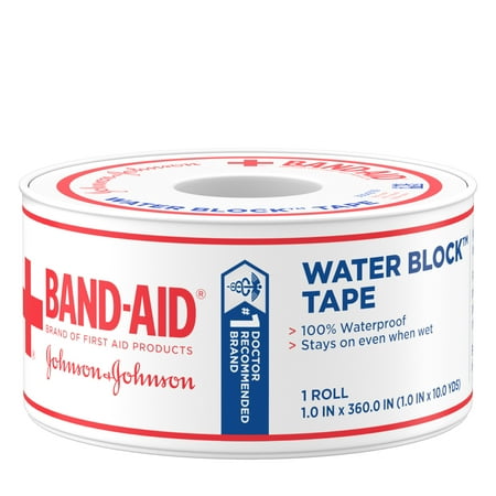 Band-Aid Brand First Aid Water Block Waterproof Adhesive Tape Roll, 1 In x 10 yd