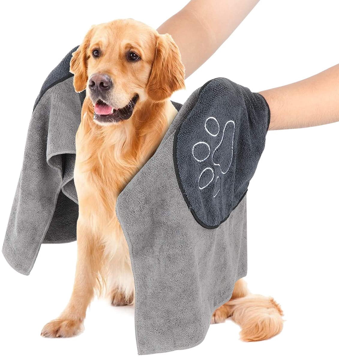 Lot De 2 Serviettes Microfibre Ultra-absorbantes Pour Chiens Et Chats - Séchage Rapide, Poches Pratiques, Lavable En Machine - 6