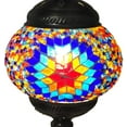 thumbnail image 4 of Silver Fever Handcrafted Mosaic Turkish Lamp Moroccan Glass Table Desk Bedside Light Bronze Base with E12 Bulb Red Yellow Starburst Latter, 4 of 9