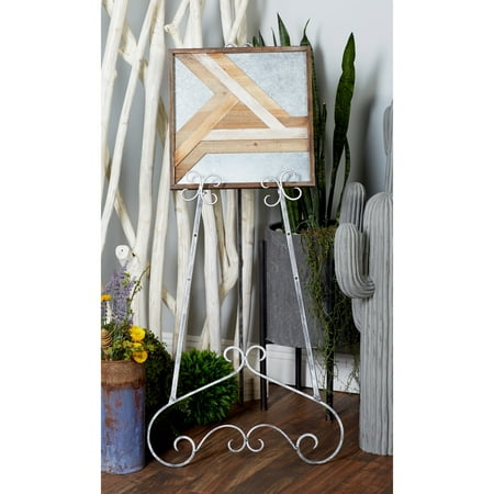 UPC: 0887178510049 | Studio 350 Gray Metal Extra Large Free Standing Adjustable Display Stand Scroll Easel with Chain Support – 22 x 22 x 70