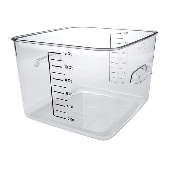 Commercial Products Space Saving Square Food Storage Container 12 Quart Clear for Kitchen/Sous Vide/Meal Prep