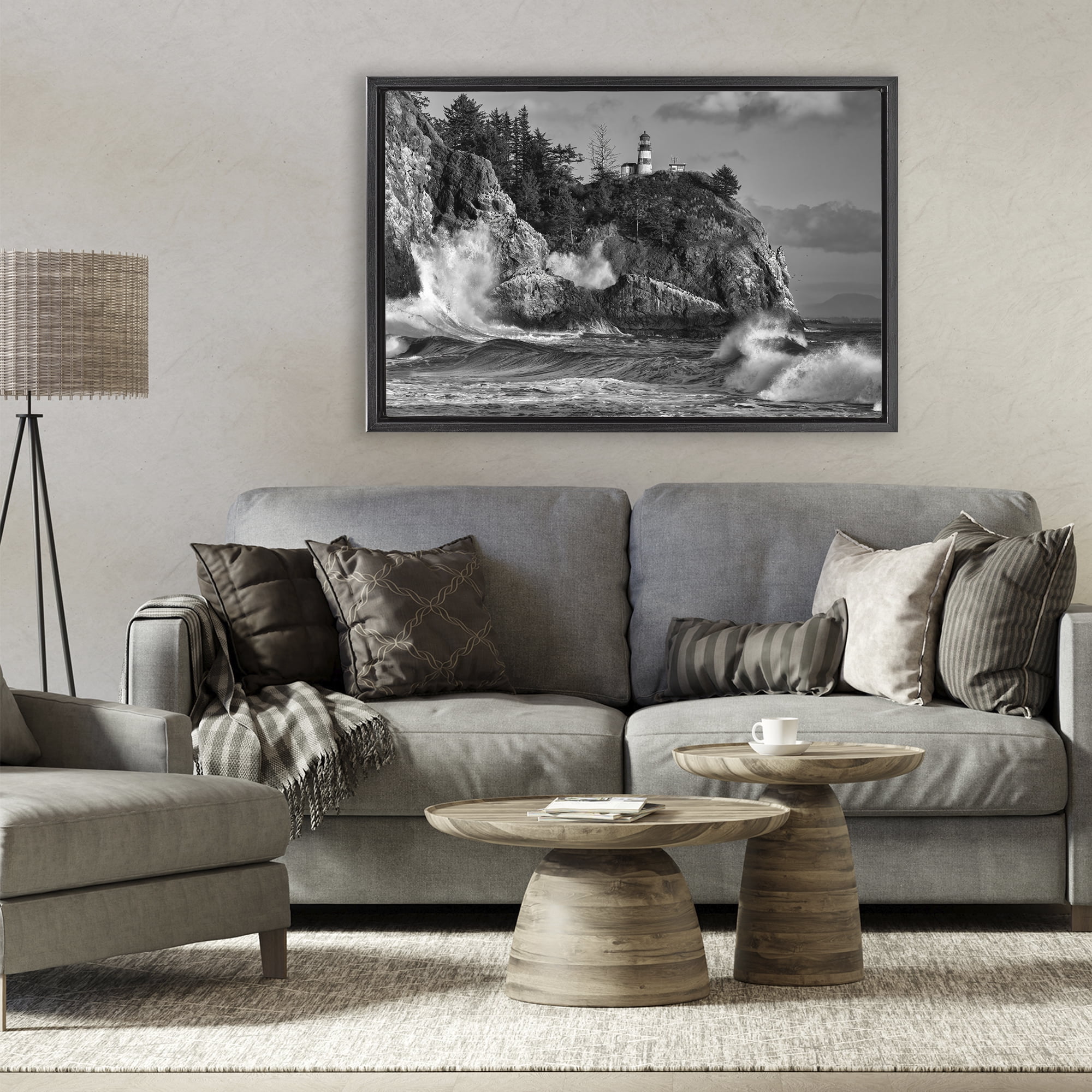 Stupell Industries Rising Tide at Cape Black Framed Floater Canvas Wall Art, design by Rick Berk