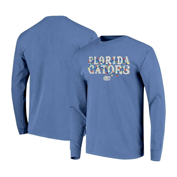 Women's Image One  Royal Florida Gators String Lights Comfort Color Long Sleeve T-Shirt