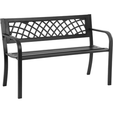 FDW Outdoor Durable Steel Garden Bench - Black