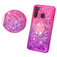thumbnail image 3 of SOGA Phone Cover Compatible for Samsung Galaxy A21 Case Liquid Floating Quicksand Case with Diamond Ring Stand for Magnetic Car Mount and Lanyard - Pink on Purple, 3 of 5