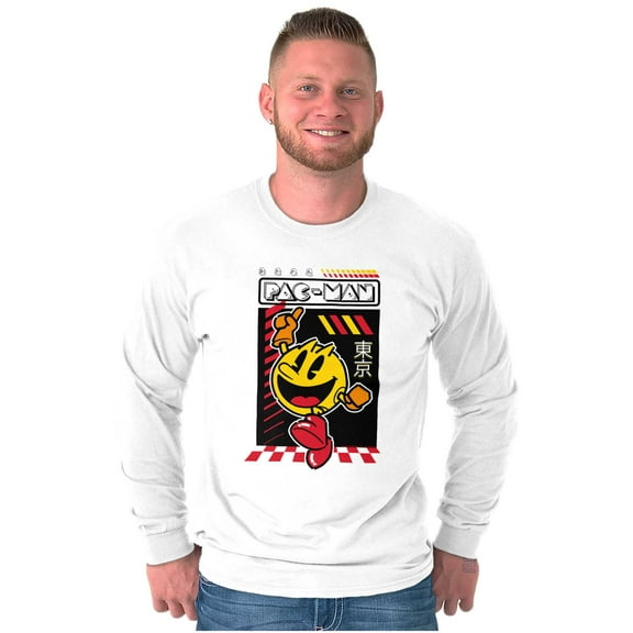 PACMAN Kanji Video Arcade Game Long Sleeve TShirt Men Women Brisco Brands S