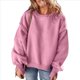 thumbnail image 3 of Suéter de Cuello Redondo para Mujer, Holgado, de Lana de Cordero, Informal, Versátil, de Larga, para Otoño e Invierno. Rosa M, 3 of 9
