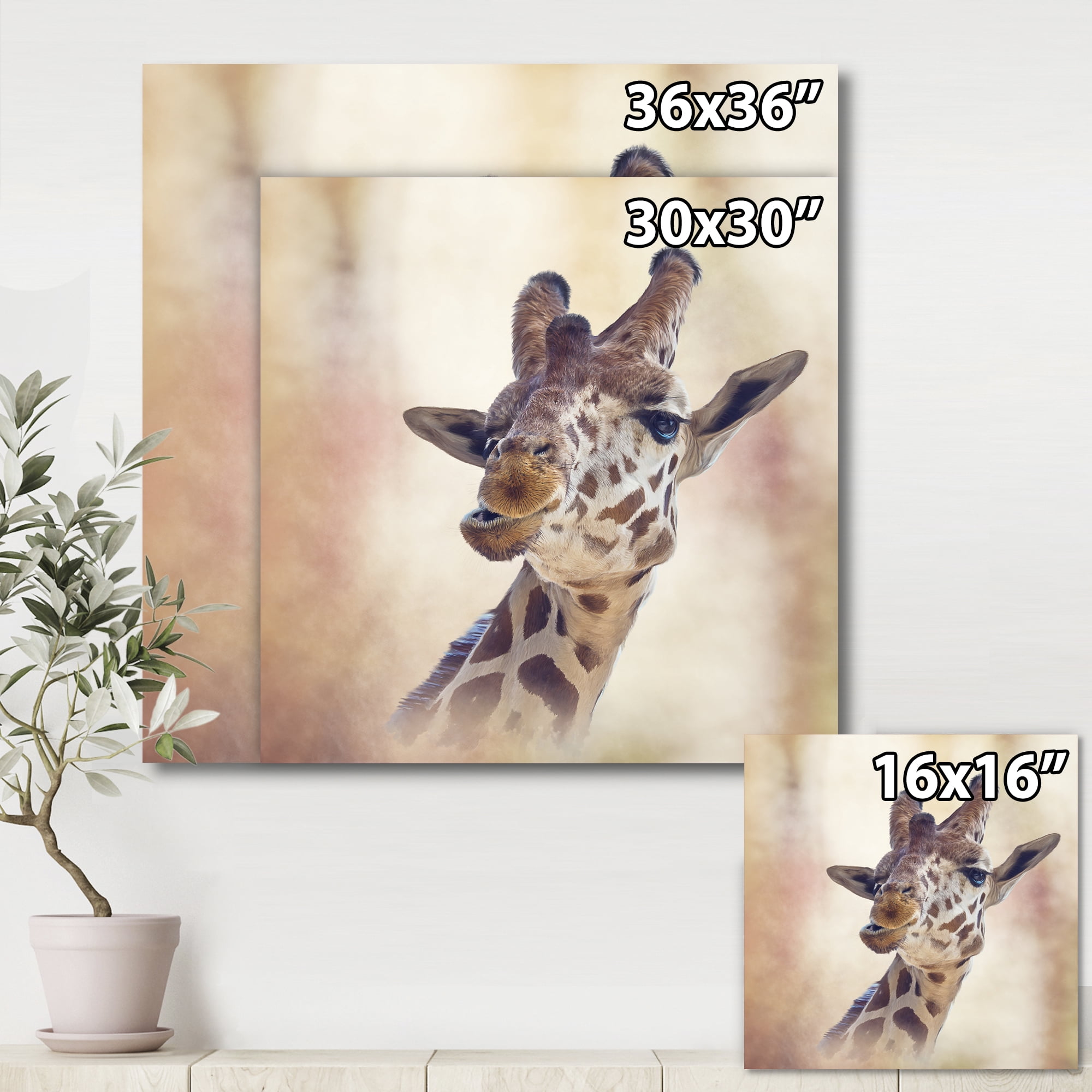 Designart ' Close Up Portrait of A Giraffe VI ' Farmhouse Canvas Wall Art Print
