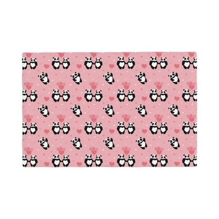 

Rocae Valentine S Day Panda Printed Heat Resistant Place Mats Classic Hemstitch Cloth Fabric Placemats Imitation Linen Place Mat Table Mats 18x12 inch