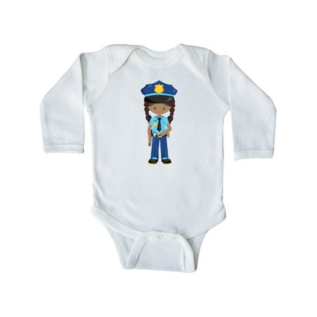 

Inktastic African American Girl Police Girl Police Uniform Gift Baby Girl Long Sleeve Bodysuit