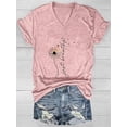 thumbnail image 2 of MORTTIC Women's Dandelion Print V-Neck T-Shirt Casual Short Sleeve Summer Top Stylish & Comfortable Everyday Wear, 2 of 5
