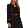 thumbnail image 4 of Unique Bargains Veste Décontractée pour Femmes Vintage Bouton Décor Crop Steampunk Veste Noire TG, 4 of 6