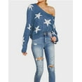 thumbnail image 2 of Star Sweater Women Vintage Long Sleeve Knit Sweater Yk2 Star Pattern Crew Neck Casual Pullover Top(A), 2 of 5