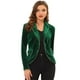 thumbnail image 1 of Chaqueta de traje de manga larga con solapa con muescas y un botón de terciopelo para mujer Verde oscuro L, 1 of 5