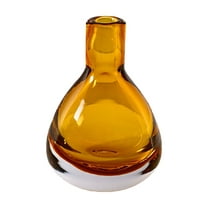 Hand-blown Amber Glass Teardrop Vase, Modern, Pack of 1