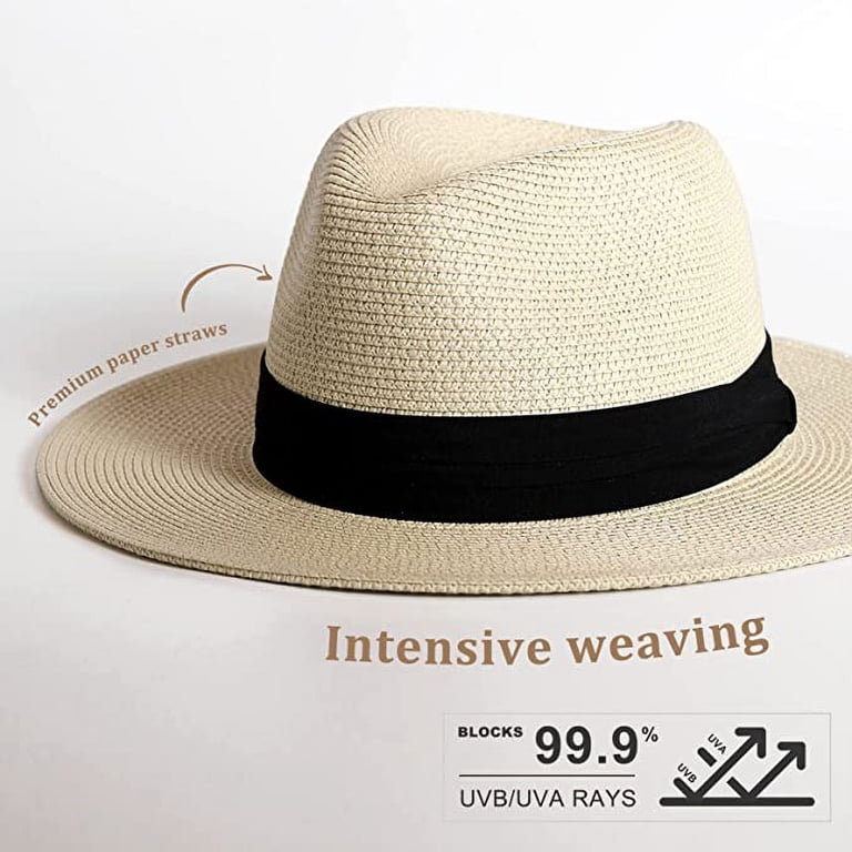 10pcs Fedora Panama Straw Hat for Women & Men, Foldable UPF  display picture 1