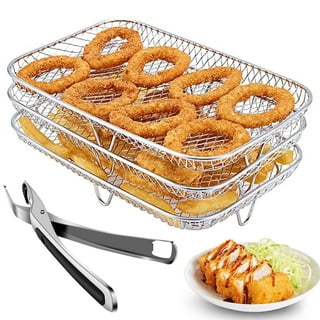 Senershuo Air Fryer Rack for Ninja Dual XL Fryer, Food Safe Stainless Steel  Multi-Layer Dehydrator Toast Accessories Compatible with DZ201 DZ100 Foodi