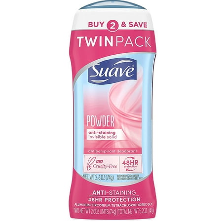 Suave Antiperspirant Deodorant, Powder, 2.6oz, 2 Pack