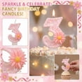 thumbnail image 3 of Floral Cake Topper, Spring Birthday Decor, Pink Daisy Flower Number 3 Candle With Tray - Fairy First Birthday Decorations, Glitter Cake Topper for Princess & Garden Parties, Flower H Number 3, 3 of 6