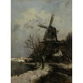 thumbnail image 3 of Jacob Maris 19x24 Black Modern Framed Museum Art Print Titled - Windmill by a Stream in Winter, 3 of 5