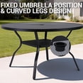 thumbnail image 3 of DELMANGO 55" Outdoor Dining Table for 6-8, Metal Round Patio Dining Table with Adjustable Umbrella Hole for Garden, Backyard and Porch, Black, 3 of 6