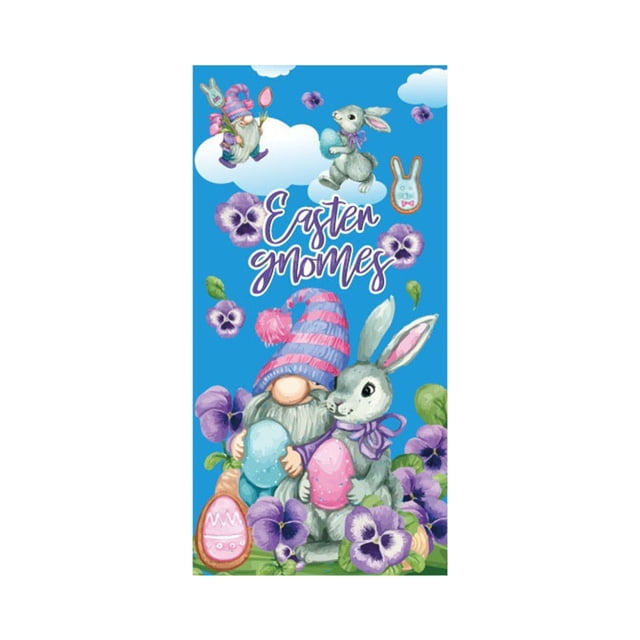 Easter Door Cover Festive Party Decoration Outdoor Rabbit Banner Photo Backdrop Vertical Door Curtain for Spring Holiday