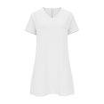 thumbnail image 5 of longantii Summer Dresses for Women 2026 V-Neck Casual Sundresses T-Shirt Cotton Mini Dress Vacation Outfits Short Sleeve Tees White M, 5 of 6