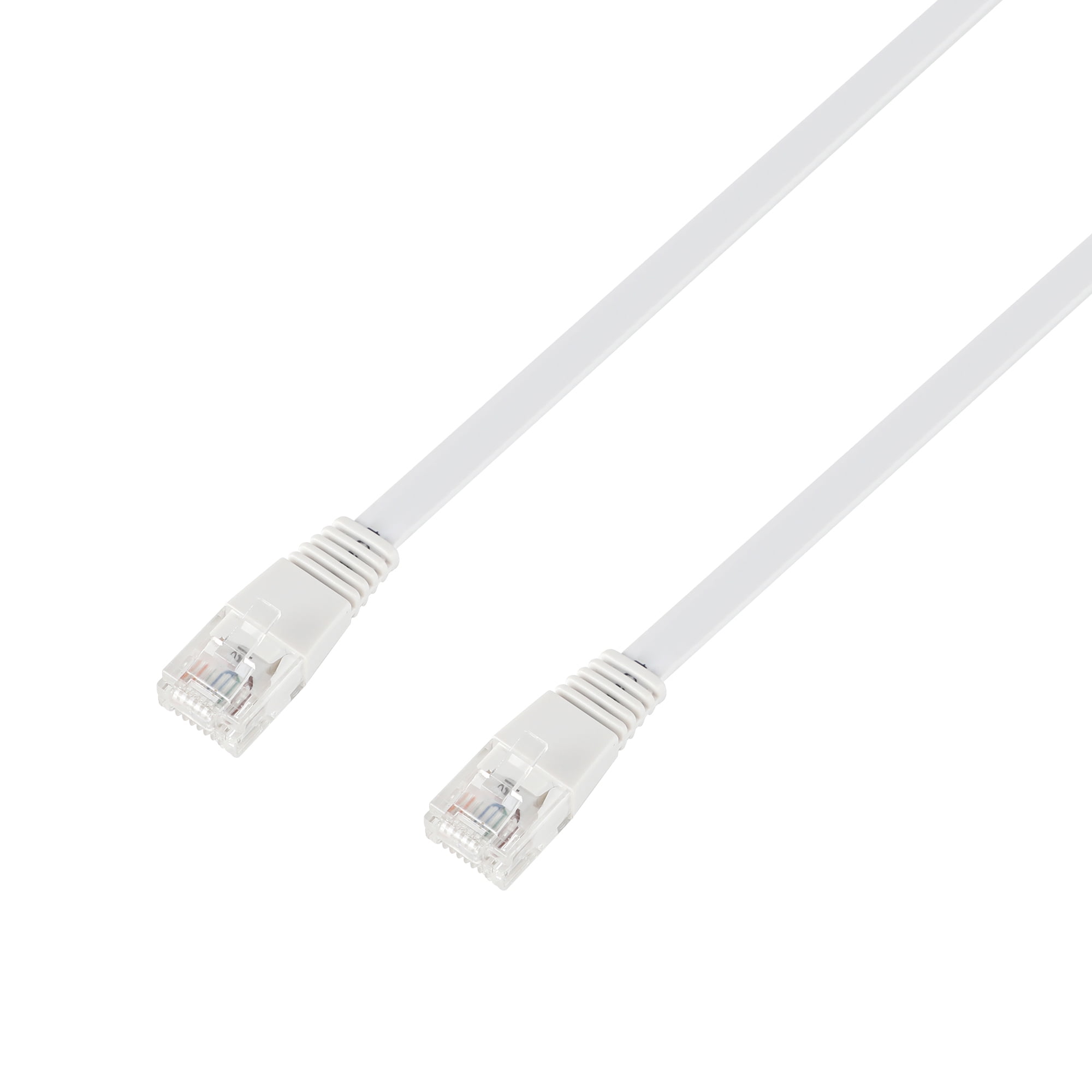 Onn. Flat 50 FT/15.25 m CAT6 Networking Cable - White, Universal RJ45 connectors
