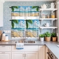 thumbnail image 6 of Kitchen Window Curtains Valance and Tier Set, Summer Beach Blue Seawater Rod Pocket Tier Curtain Valance Set, Tropical Plant Palm Tree Light Filtering Cafe Curtains for Bedroom Living Room, 6 of 9