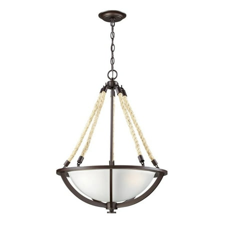 Elk Lighting Natural Rope 3 Light LED Pendant in Aged Bronze