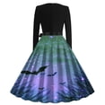 thumbnail image 3 of Long Dress with Sleeves,Summer Casual Dress,Ladies Casual Long Sleeved V-Neck Printed Fashionable Strap Dress, 3 of 3