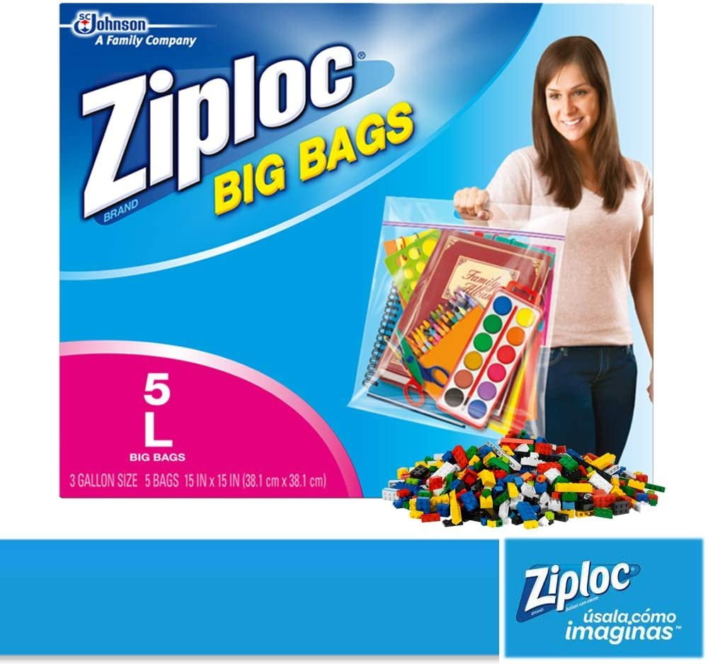 Ziploc Big Bag Double Zipper, Large, 5 Count 