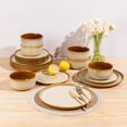 thumbnail image 6 of Ceramic Dinnerware Sets for 4,12-Piece Plates and Bowls,Handmade Reactive Glaze Dishes Set,Chip Resistant and Scratch Resistant | Oven Dishwasher & Microwave Safe,Service for 4-Kahki, 6 of 6