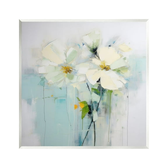 Stupell Industries Abstract White Petals Abstract Painting Unframed Art Print Wall Art, 12 x 12