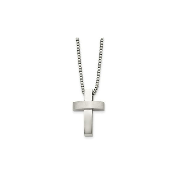 Gem & Harmony Mens Stainless Steel Cross Pendant Necklace with Chain (22 inches) for Men