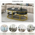 thumbnail image 5 of Juiluna Modern Marble Coffee Table, Metal Ellipse Cocktail Table Frame With Drawers And Shelves Storage, Contemporary Luxury Center Table For Bedroom Hallway Kitchen, 5 of 9