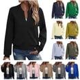 thumbnail image 2 of BiZtdJrK Womens Full Zipper Sweatshirt Jackets Casual Textured Long Sleeve Bomber Jacket with Pockets Fall Fashion Clothes Navy L Spring Savings, 2 of 6