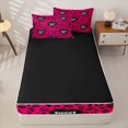 thumbnail image 4 of Erosebridal Hot Pink Leopard Heart Zipper Twin Comforter Sets with Fitted Sheet and 2 Pillowcases,Sweet Girl Loves Pattern Zipper Bedding Set,Black Reversible,4pcs, 4 of 7